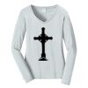 Ladies Long Sleeve Fan Favorite V Neck Tee Thumbnail