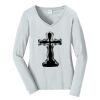 Ladies Long Sleeve Fan Favorite V Neck Tee Thumbnail